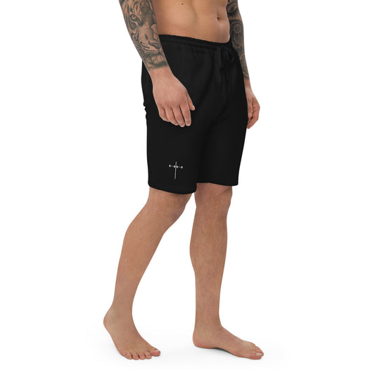 Embroidered Dumbbell Cross Men's fleece shorts