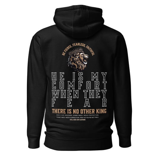 Unisex He Is My Comfort, He Is My King Embroidered Front Hoodie